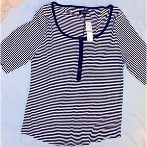 J.Crew black & white stripe shirt . Size XL . NWT
